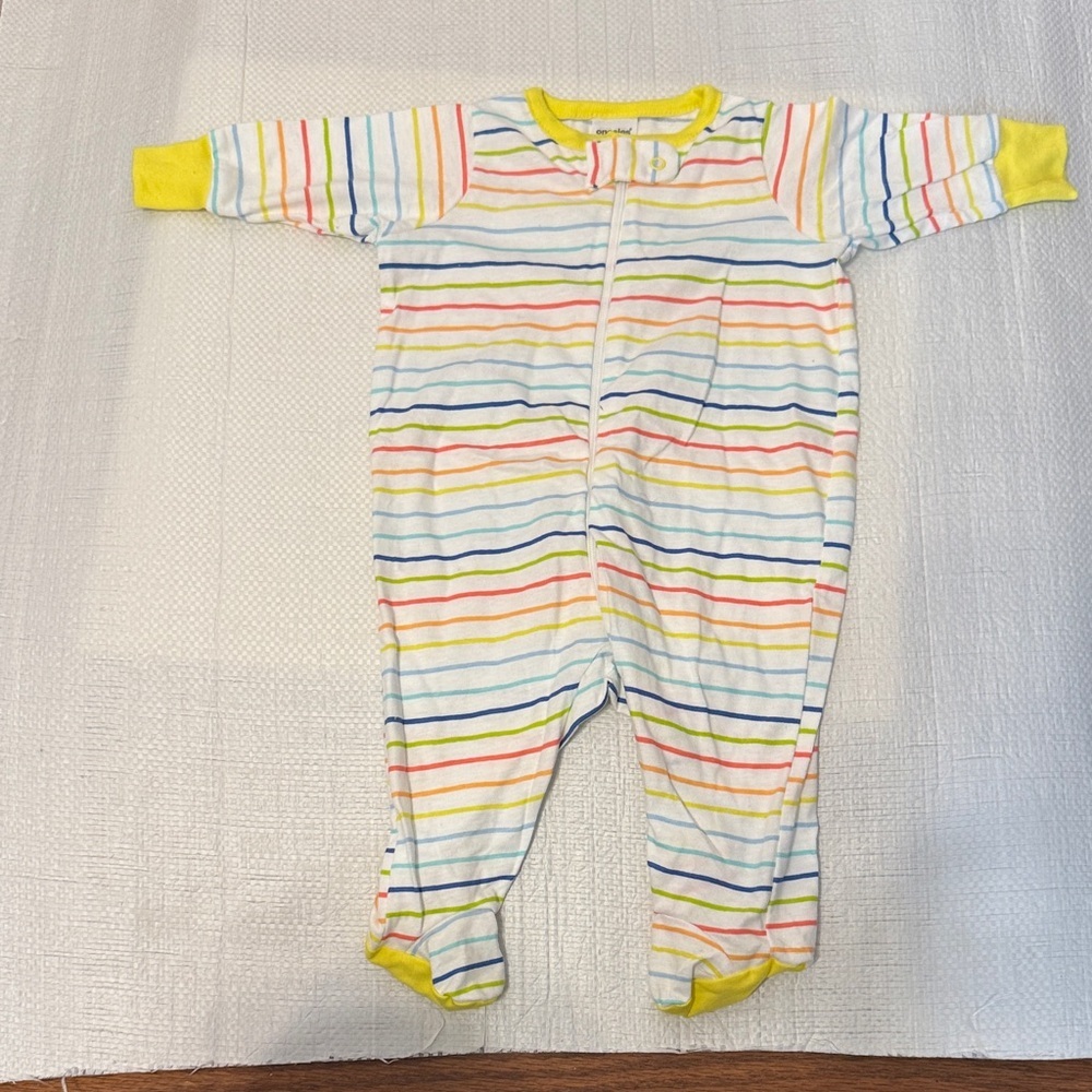 Onesies Striped Kids Footie with Yellow Accents